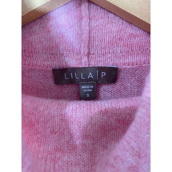 Lilla P 100% Cashmere Pink Turtleneck Puff Shoulder Sweater Womens Small Pastel - Picture 3 of 4